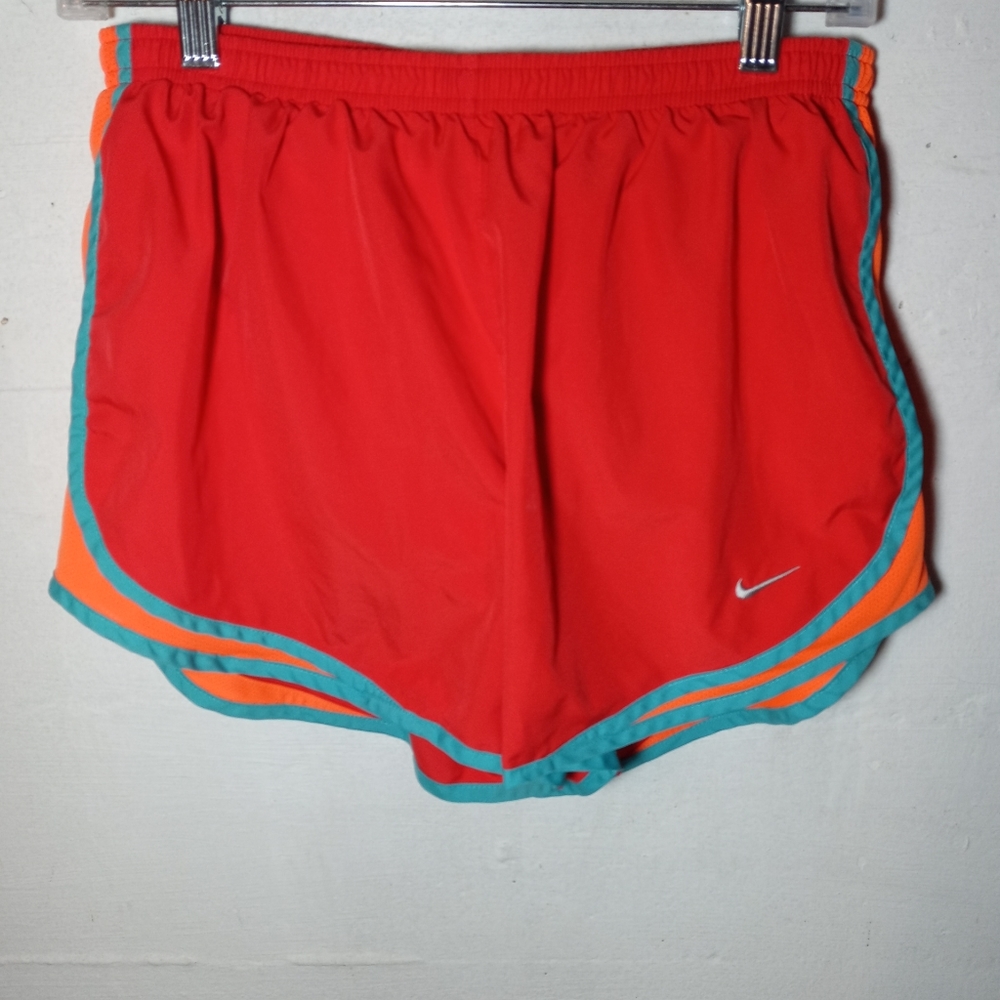 Nike Dri-Fit Redish Orange Blue RN 56323 Lightweight  Running Shorts Women Large